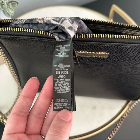 Ted Baker Black Mini Grain Minimalist Crossbody Bag with Gold Chain Hardware - Picture 10 of 16
